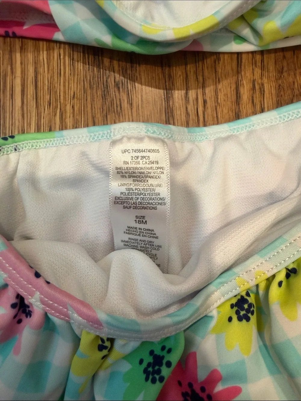 Little Me Floral Ruffle Two-Piece Bikini - Aqua, Pink & Yellow